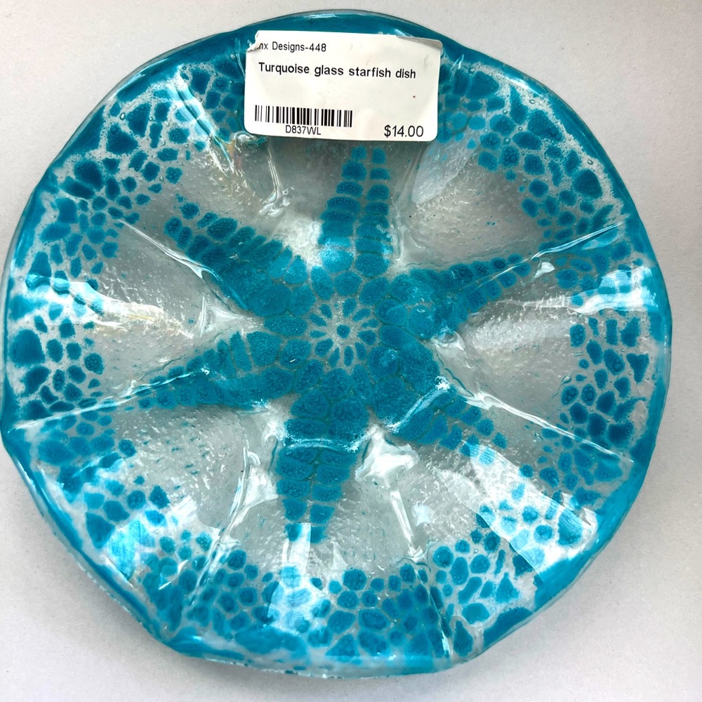 Turquoise Starfish dish 6” round